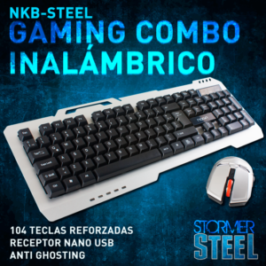 Kit Teclado y Mouse Inalambrico Gamer Aluminio Noga Steel